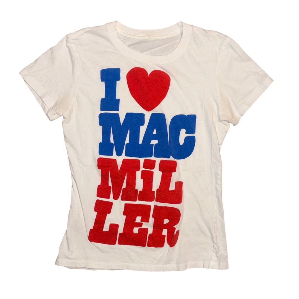 I Heart Mac Miller Graphic T-Shirt White Red Blue Small Rap Hip Hop Tee Love